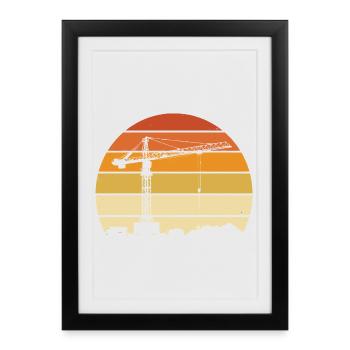 Crane Operator Retro Design – Construction Site & Construction Crane - Framed poster (27 × 37 cm) - black - Front