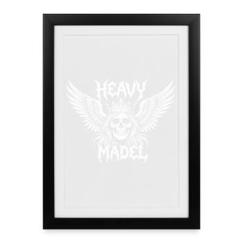 Heavy Girl – Conception de piano à queue Rock & Metal - Affiche encadrée (27 × 37 cm) - noir - Devant