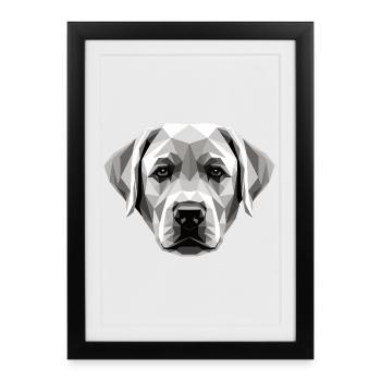Le chien Labrador Retriever adore les jeunes labradors mignons - Affiche encadrée (27 × 37 cm) - noir - Devant