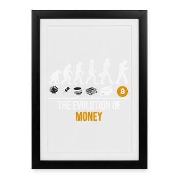 T-shirts Bitcoin - T-shirt Crypto - Évolution de l’argent - Affiche encadrée (27 × 37 cm) - noir - Devant