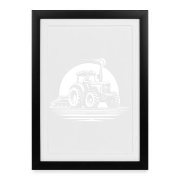 Un design de tracteur sympa pour de vrais agriculteurs - Affiche encadrée (27 × 37 cm) - noir - Devant