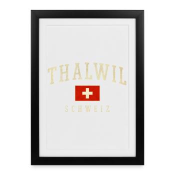 Thalwil Switzerland Flag Motif - Framed poster (27 × 37 cm) - black - Front