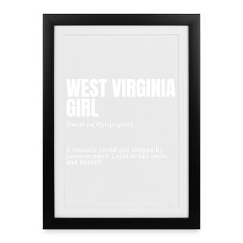 West Virginia Girl Pride - Gerahmtes Poster (27 × 37 cm) - Schwarz - Vorne