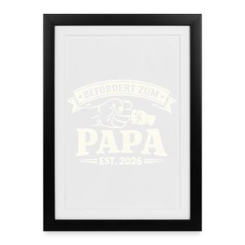 Papa promu père fier en 2026 - Affiche encadrée (27 × 37 cm) - noir - Devant