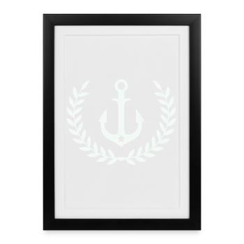 Anchor in the laurel wreath - Framed poster (27 × 37 cm) - black - Front