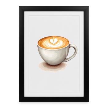 Cappuccino au café - Affiche encadrée (27 × 37 cm) - noir - Devant