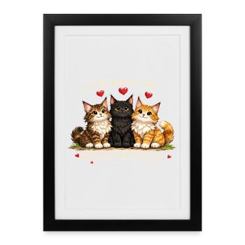 Chats Maine Coon Ok Motif de Chat Drôle - Affiche encadrée (27 × 37 cm) - noir - Devant