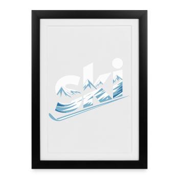 Conception faute de Panorama de la Montagne de Ski - Affiche encadrée (27 × 37 cm) - noir - Devant