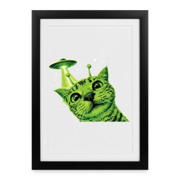 OVNI Alien Cat - Affiche encadrée (27 × 37 cm) - noir - Devant