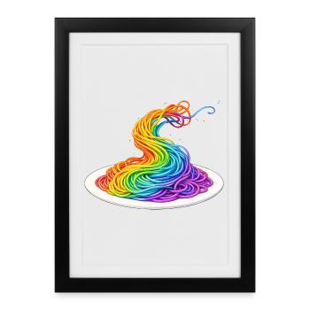 Illustration de spaghettis arc-en-ciel - Affiche encadrée (27 × 37 cm) - noir - Devant