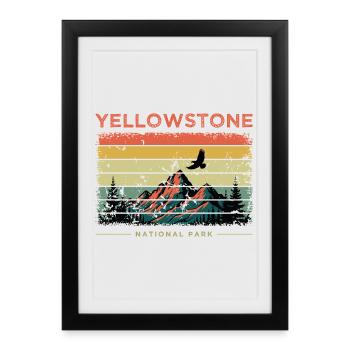 Parc national de Yellowstone Rétro - Affiche encadrée (27 × 37 cm) - noir - Devant