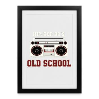 Hip Hop 90s Old School DJ Vinyl - Framed poster (27 × 37 cm) - black - Front