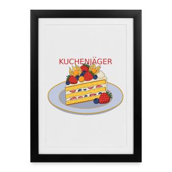 Kuchenjäger Obstkuchen Slice - Gerahmtes Poster (27 × 37 cm) - Schwarz - Vorne