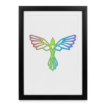 L'envol de l'oiseau multicolore - Affiche encadrée (27 × 37 cm) - noir - Devant