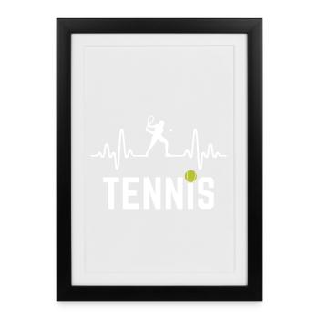 Tennis Herzschlag Tennisspieler - Gerahmtes Poster (27 × 37 cm) - Schwarz - Vorne