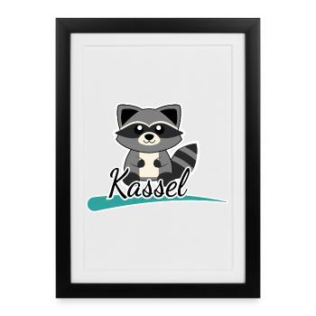 Kassel Waschbär - Gerahmtes Poster (27 × 37 cm) - Schwarz - Vorne