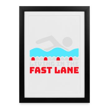 La vie dans la piscine flottante à toute vitesse, drôle de diction - Affiche encadrée (27 × 37 cm) - noir - Devant