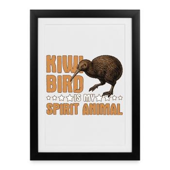 L’oiseau kiwi est mon animal spirituel Nouvelle-Zélande - Affiche encadrée (27 × 37 cm) - noir - Devant