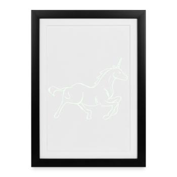 Running Unicorn Line Drawing - Framed poster (27 × 37 cm) - black - Front
