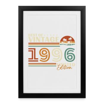 1996 Vintage Rétro Cadeau D'anniversaire - Affiche encadrée (27 × 37 cm) - noir - Devant