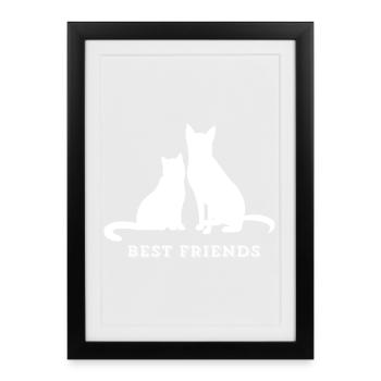 MEILLEURS AMIS – Amour du chat et du chien - Affiche encadrée (27 × 37 cm) - noir - Devant