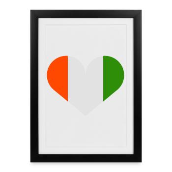 Irish flag in the shape of a heart - Framed poster (27 × 37 cm) - black - Front