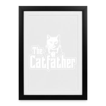 Le Père-Chat Papa Chat Propriétaire de Chat - Affiche encadrée (27 × 37 cm) - noir - Devant
