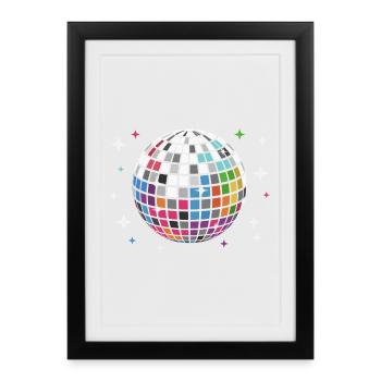 Disco Ball Disco Discotheque - Framed poster (27 × 37 cm) - black - Front