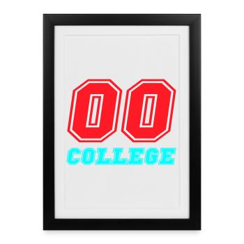 Emblème néon du Collège 00 - Affiche encadrée (27 × 37 cm) - noir - Devant