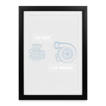 Auto, tu es nul, arrête de râler, mécanique automobile - Affiche encadrée (27 × 37 cm) - noir - Devant