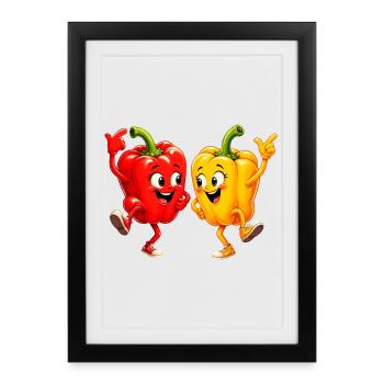Peppers Vegetables at the Dance - Framed poster (27 × 37 cm) - black - Front