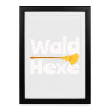 Wald Hexe Besen Natur Hexerei Fantasy Design - Gerahmtes Poster (27 × 37 cm) - Schwarz - Vorne