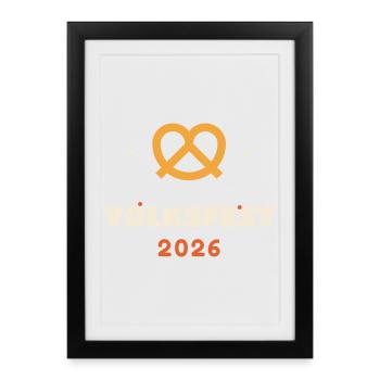 Volksfest 2026 Brezel Brezn Tracht Dirndl Bierzelt - Gerahmtes Poster (27 × 37 cm) - Schwarz - Vorne
