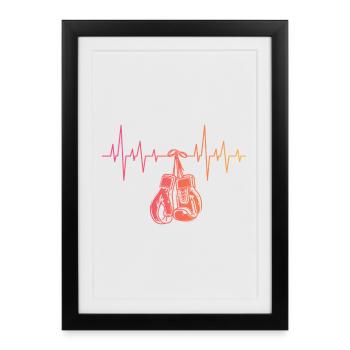 Boxe Sunset boxe battement de coeur arts martiaux - Affiche encadrée (27 × 37 cm) - noir - Devant