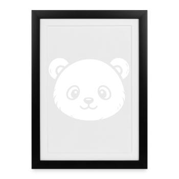 Cute Panda Sketch – Fluffy Animal Motif - Framed poster (27 × 37 cm) - black - Front