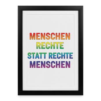 Menschenrechte Statement Regenbogen Demokratie - Gerahmtes Poster (27 × 37 cm) - Schwarz - Vorne