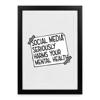 Social Media Seriously Harms Mental Health Saying - Framed poster (27 × 37 cm) - black - Front