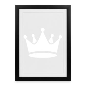 Cadeau d’anniversaire Crown White - Affiche encadrée (27 × 37 cm) - noir - Devant