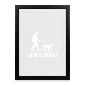 Hund Führungskraft Herrchen Hunde Gassi Gehen - Gerahmtes Poster (27 × 37 cm) - Schwarz - Vorne