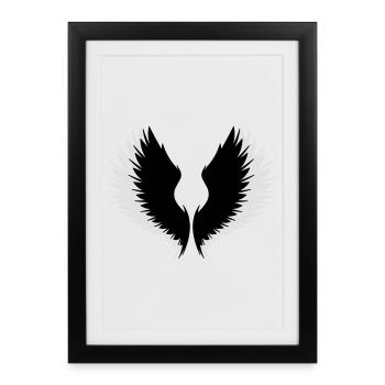 Wings with shadow - Framed poster (27 × 37 cm) - black - Front