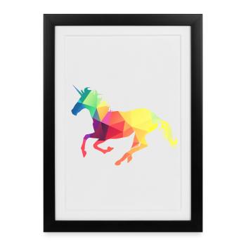 Licorne coloré - Affiche encadrée (27 × 37 cm) - noir - Devant