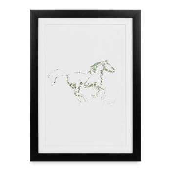 CHEVAL AU GALOP Louis RUNEMBERG © Adagp - Affiche encadrée (27 × 37 cm) - noir - Devant