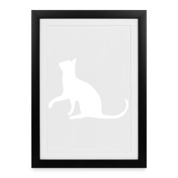 Chat chat chat chat chatte minette minou minou patte - Affiche encadrée (27 × 37 cm) - noir - Devant