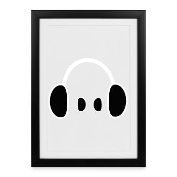 Casque, Dj, Festival de musique - Affiche encadrée (27 × 37 cm) - noir - Devant
