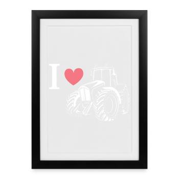 Tractor Love Farmer Farmer Tractors Heart icon - Framed poster (27 × 37 cm) - black - Front