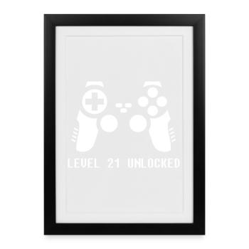 21st Birthday Gamer Zocker - Framed poster (27 × 37 cm) - black - Front
