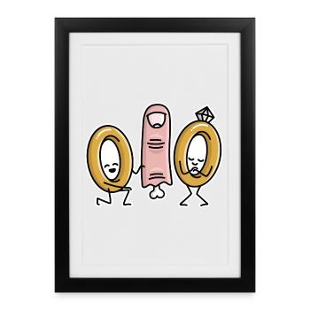 Demande en mariage bagues de mariage fiançailles - Affiche encadrée (27 × 37 cm) - noir - Devant