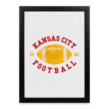 Emblème vintage du football de Kansas City - Affiche encadrée (27 × 37 cm) - noir - Devant
