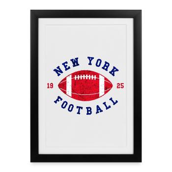 Emblème vintage du football de New York - Affiche encadrée (27 × 37 cm) - noir - Devant