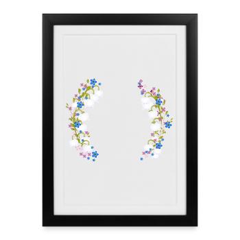 Maiglöckchen, Flieder & Vergissmeinnicht Rahmen - Gerahmtes Poster (27 × 37 cm) - Schwarz - Vorne